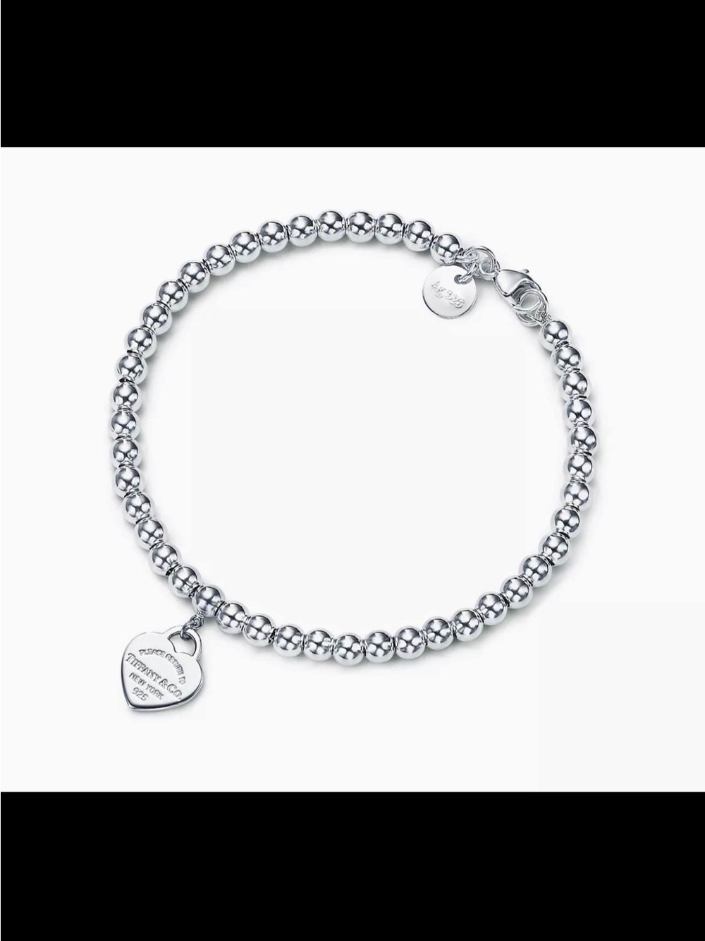 Tiffany & Co. Sterling Silver Beaded Bracelet with Heart Tag - Silver